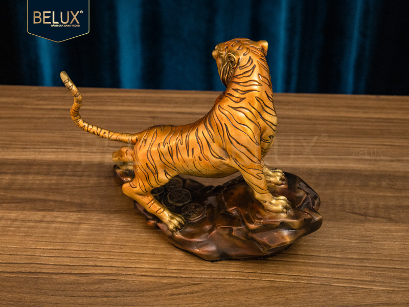 Tượng Hổ Chữ Phúc bằng đồng decor 22x10x17cm